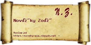 Nováky Zoé névjegykártya